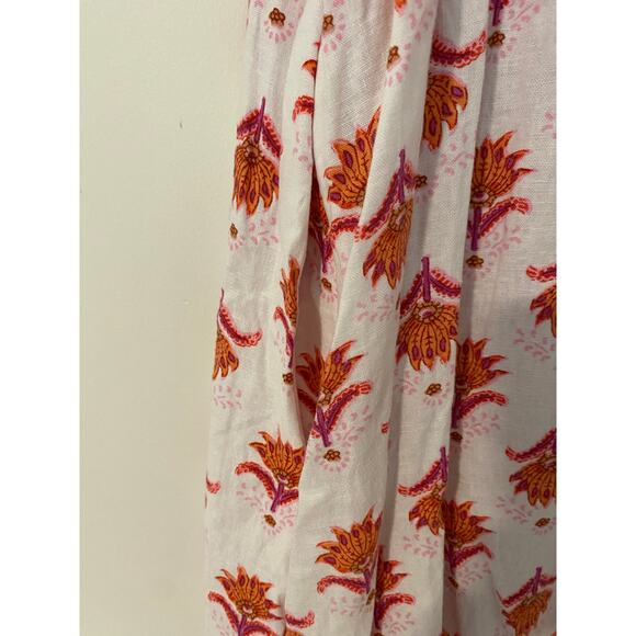 J Crew Block Print White Pink Orange Linen Blend Ruffle Mini Dress EUC 8 - Picture 11 of 12